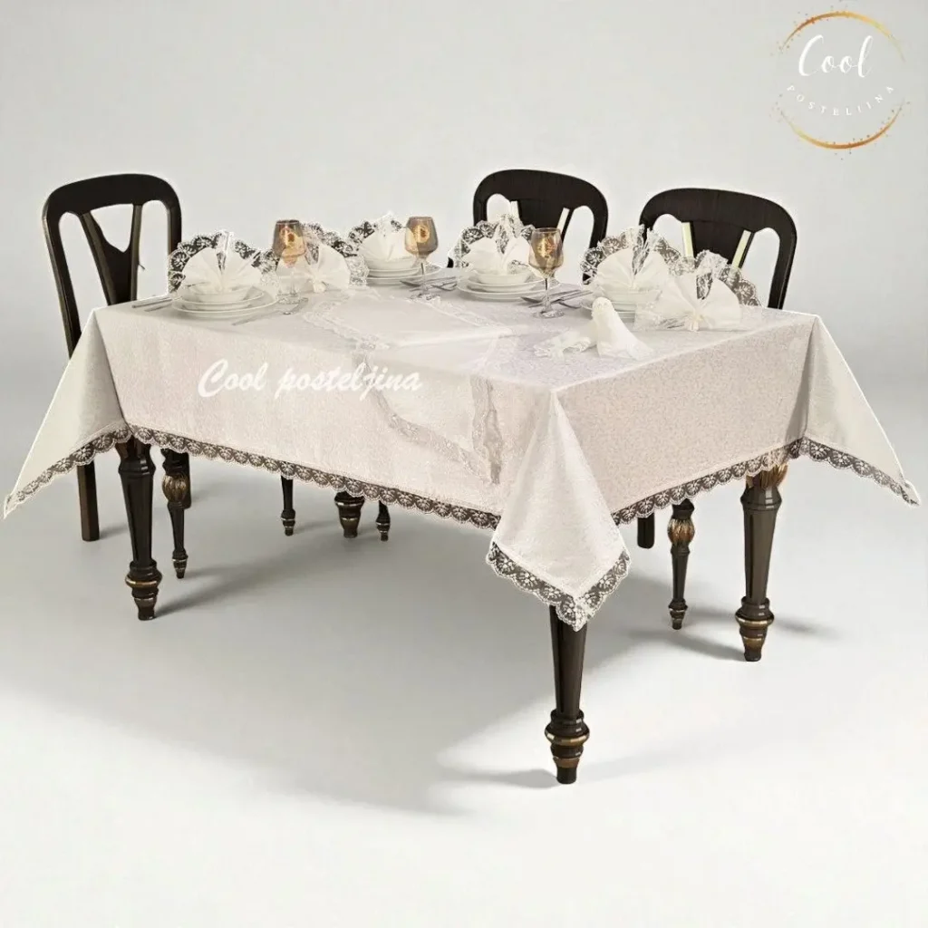 Stolnjaci sa čipkom-setovi sa salvetama i biserima
